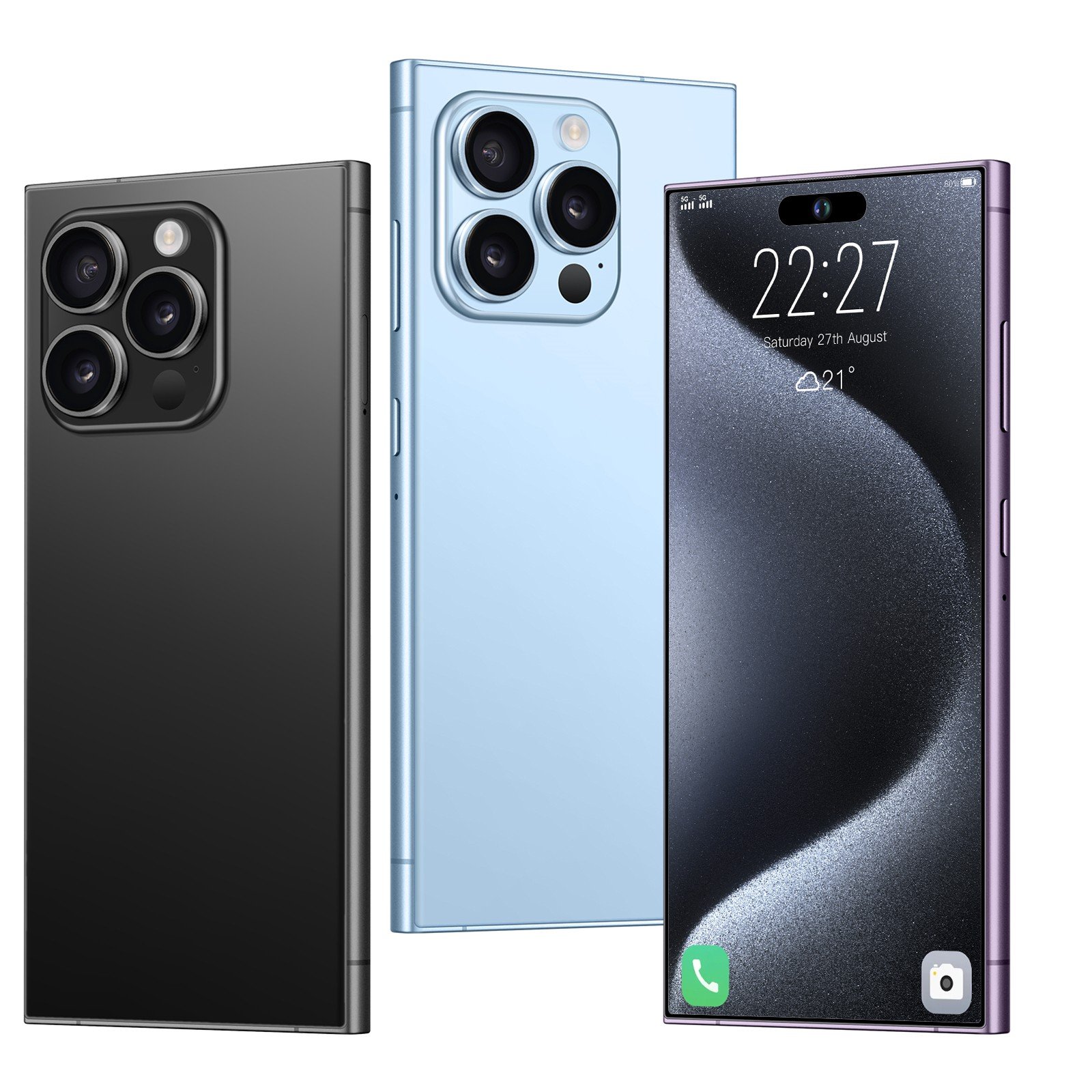 2024 Original i15 Ultra Smartphone 6.7 Inch LED Display 16GB+1TB 8-Core French Unlocked LTE Large Screen Clone 14 Pro Max